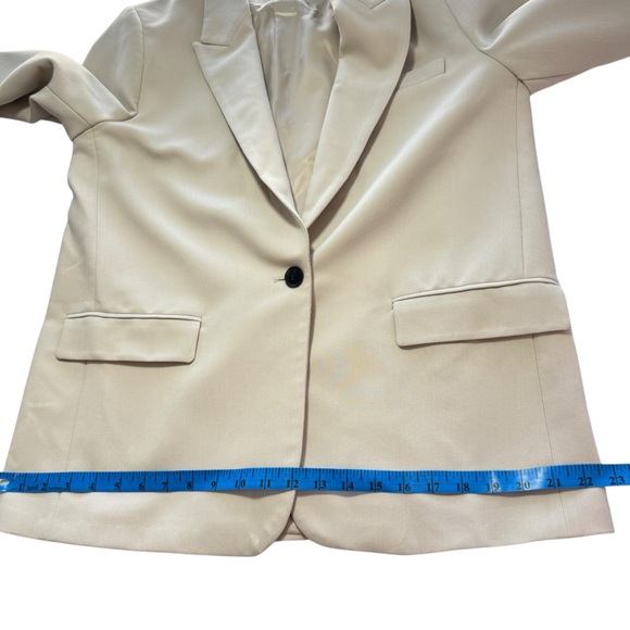 ZARA BEIGE STONE STRAIGHT TAILORED BLAZER WITH POCKETS BLOGGER FAVORITE LARGE L - Picture 14 of 15